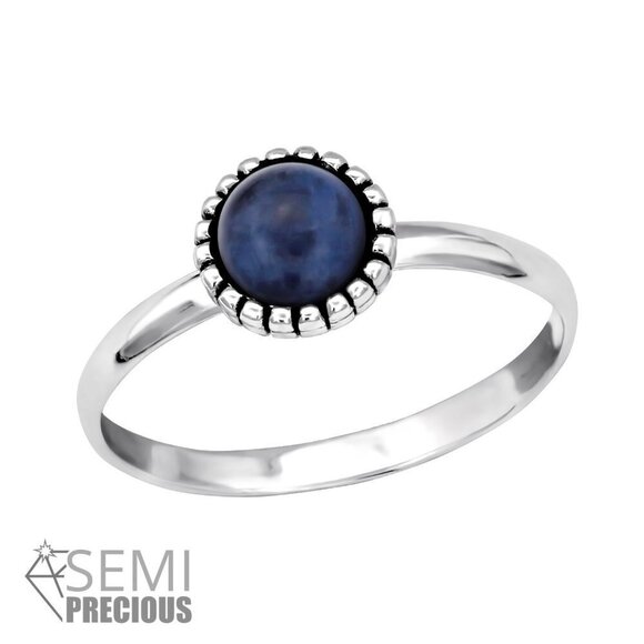 Sterling Silver Dainty Sodalite Ring - Picture 1 of 13